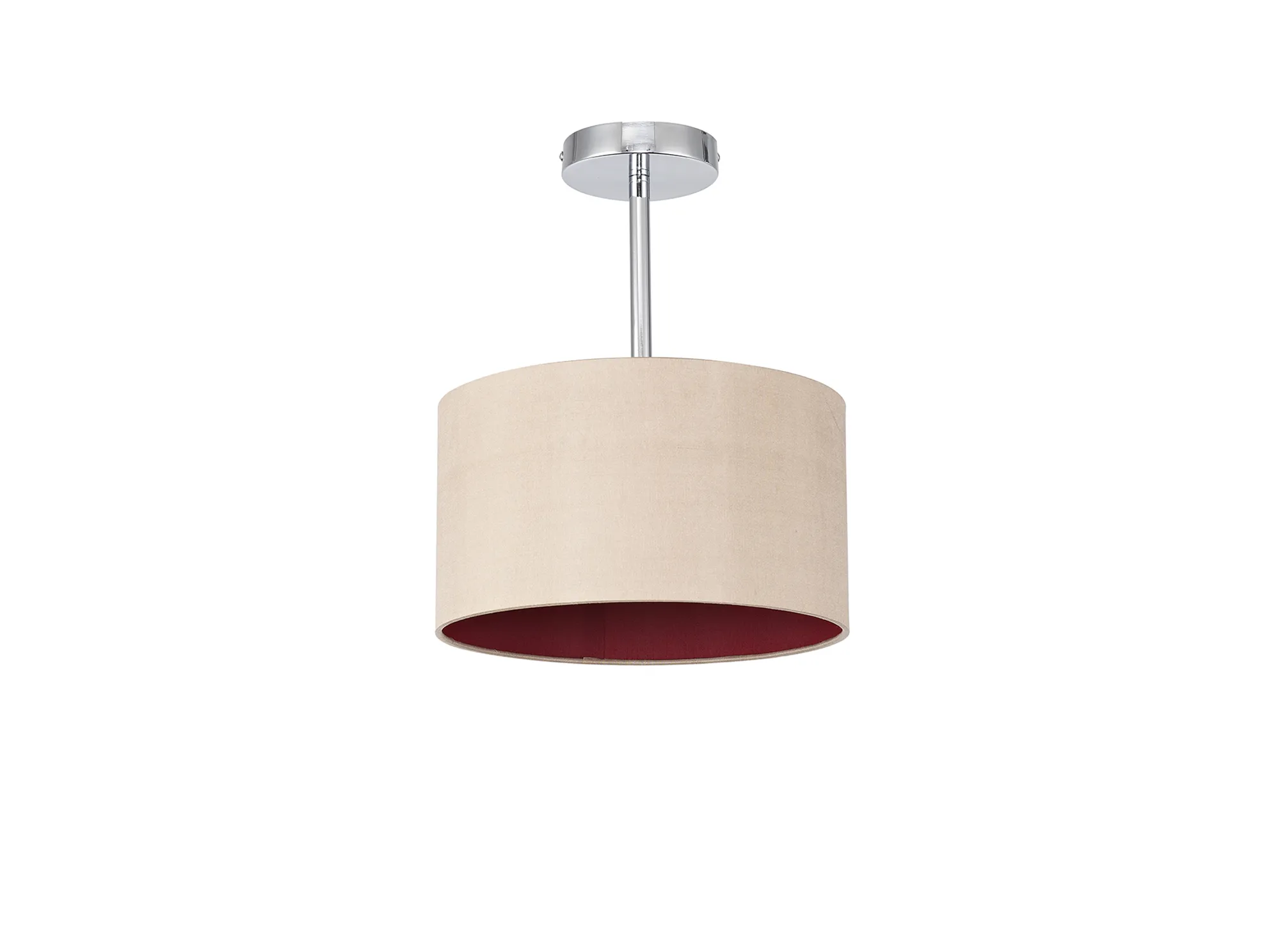 Baymont 30cm Semi Flush 1 Light Polished Chrome; Antique Gold/Ruby DK0084  Deco Baymont CH AG